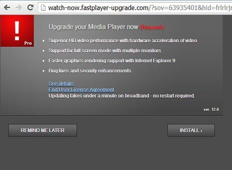 Malicious Website watch-now.fastplayer-upgrade.com