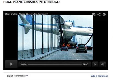 Huge Plan Crashed Into Bridge – Fake Facebook Post Video Survey Scam