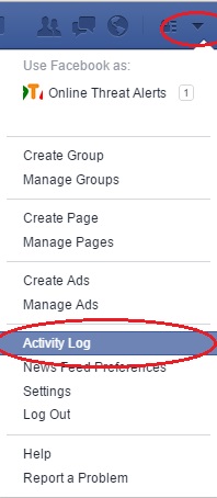 Facebook Setting menu