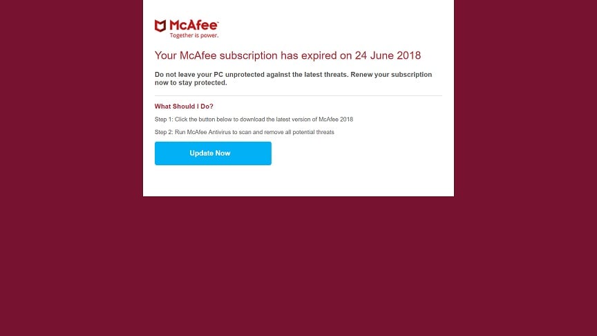 McAfee Popup Scam