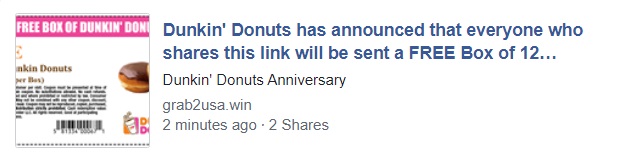 Free Box Of Dunkin Donuts Facebook Scam