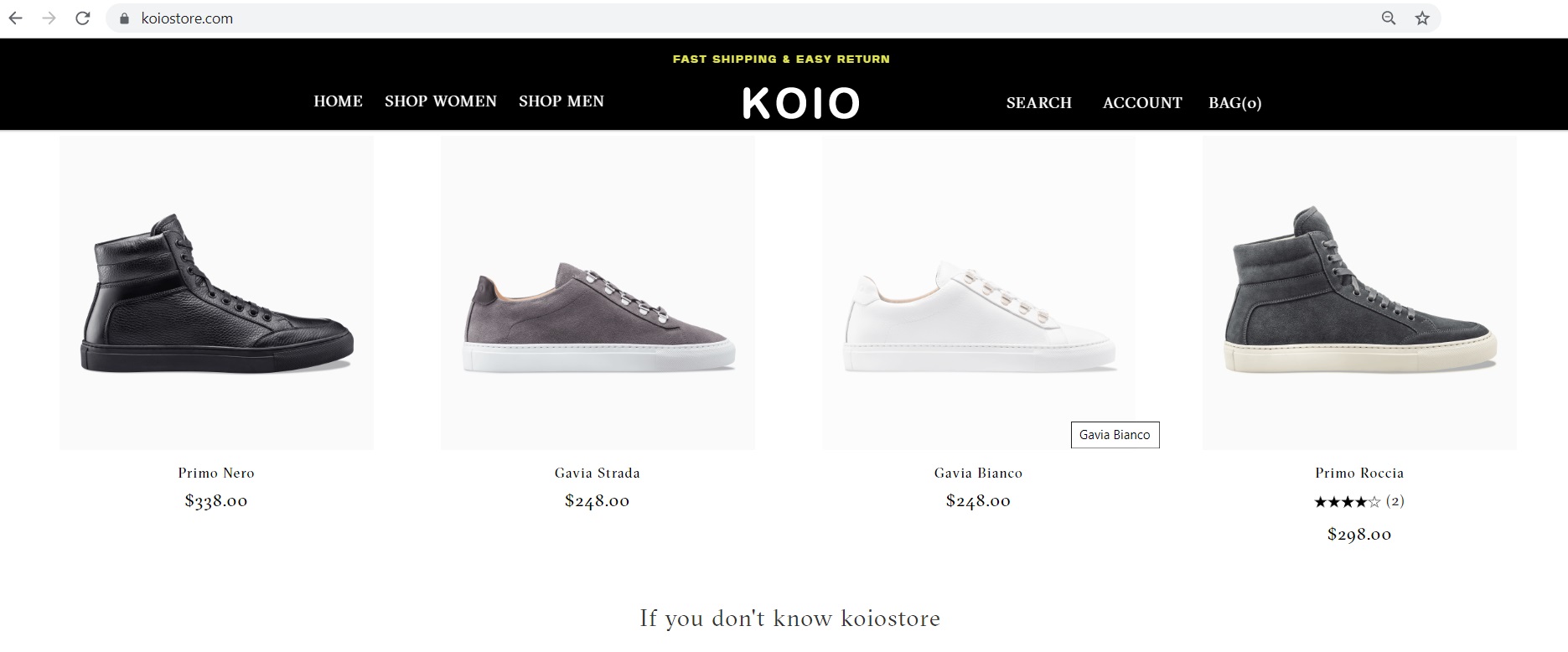 Koio Store at koiostore.com