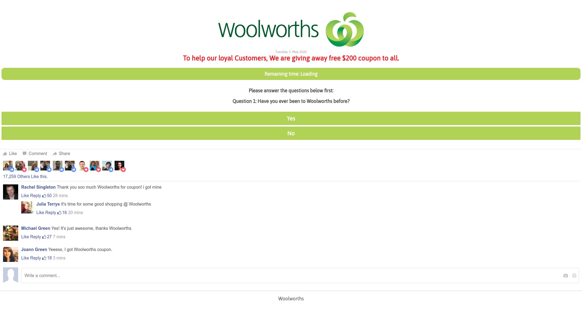  Fake Woolwoṛths Website