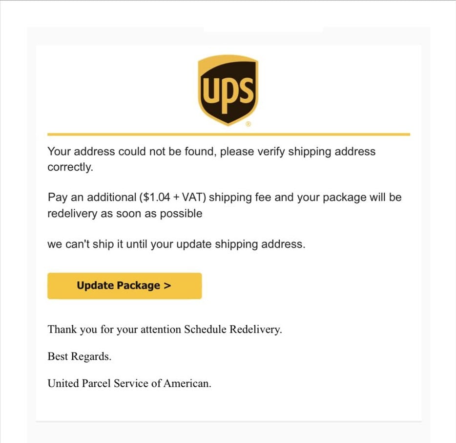 UPS Scam Email