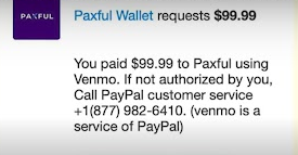 Paxful Wallet Venmo Scam Text Request  877-982-6410