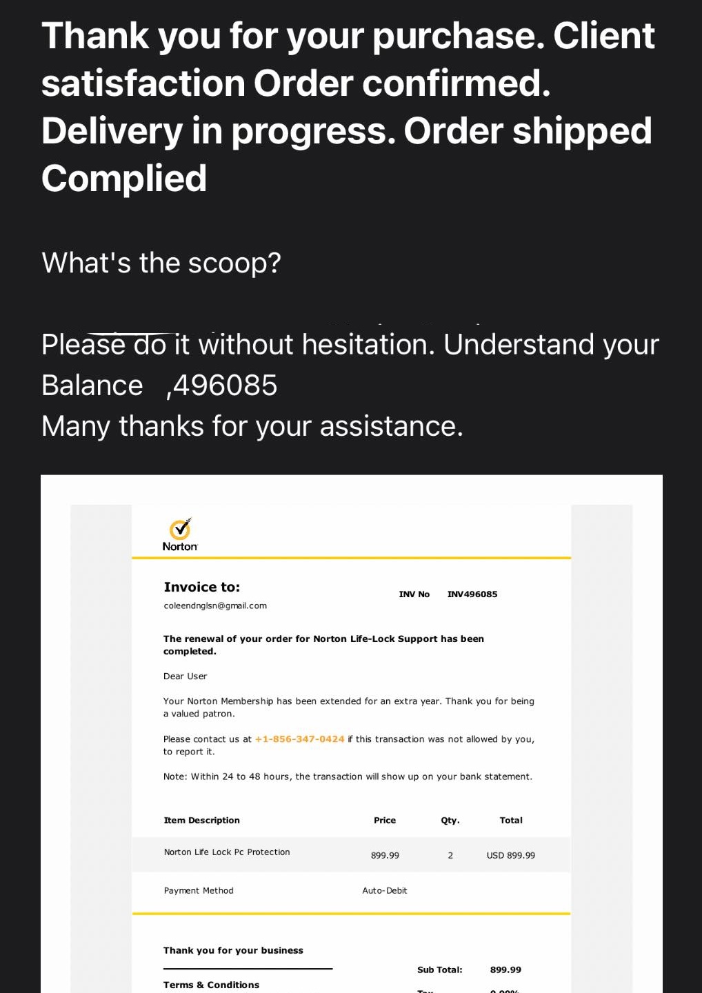 Life Lock Scam Email and Norton Renewal