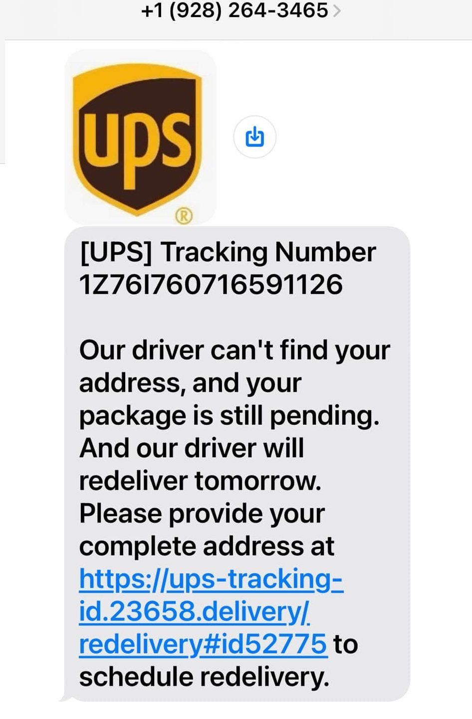 UPS Text Message Scam