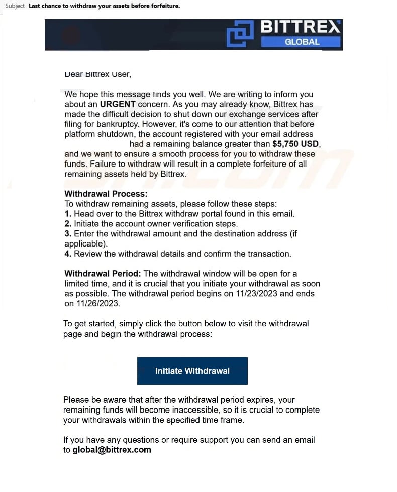 The Bittrex Scam Email