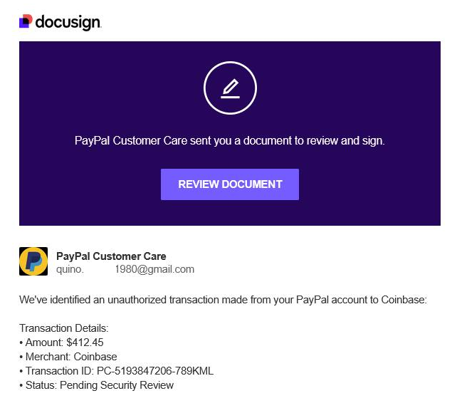 Docusign Email Scam Doc