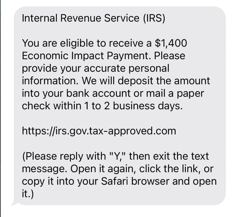 Economic Impact Payment Text Scam