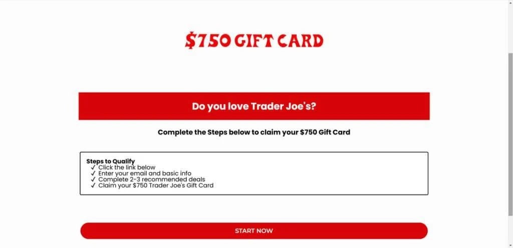 tjsummer.com $750 Trader Joe’s gift scam