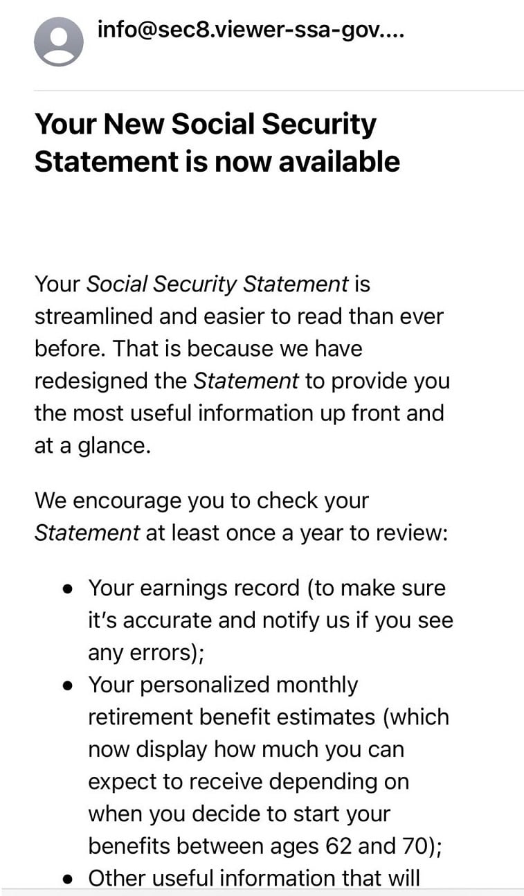 Social Security Scam Email