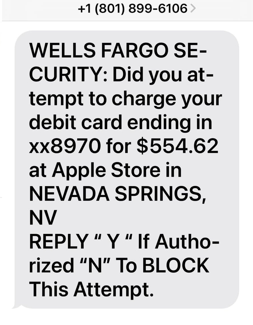 Wells Fargo Text Scam