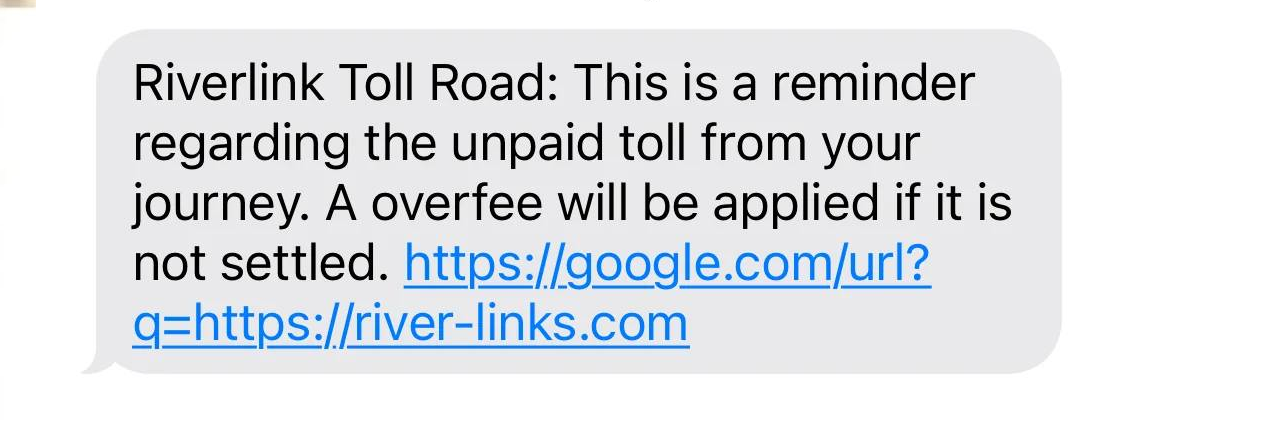 Riverlink Toll Text Scam