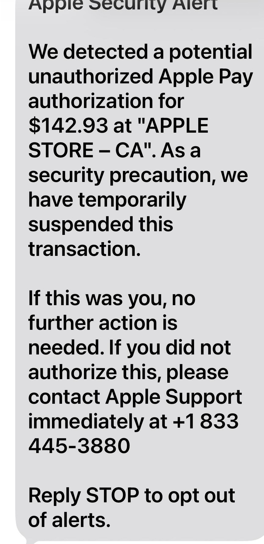 Apple Security Alert Scam