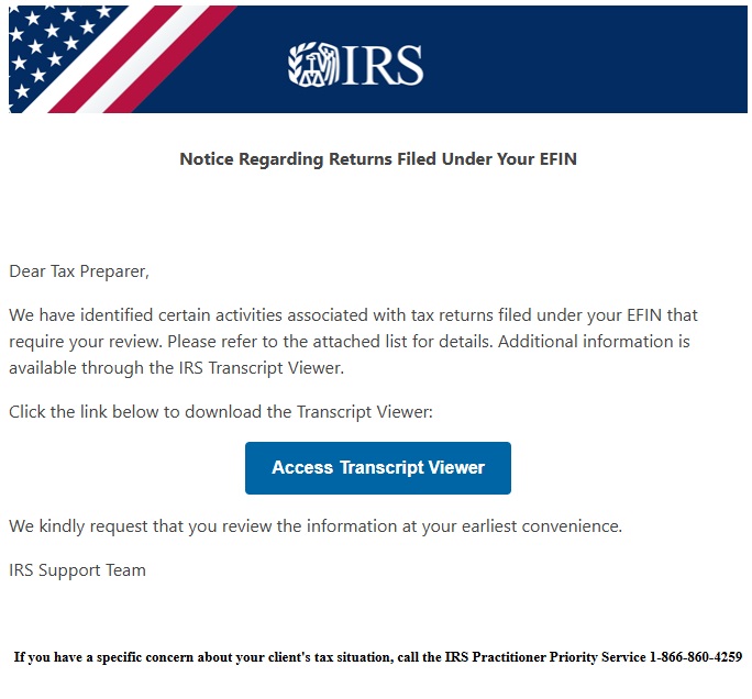 IRS Practitioner Priority Service Scam