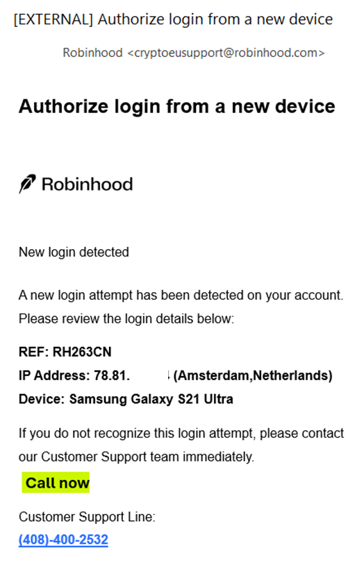 Robinhood Email Scam